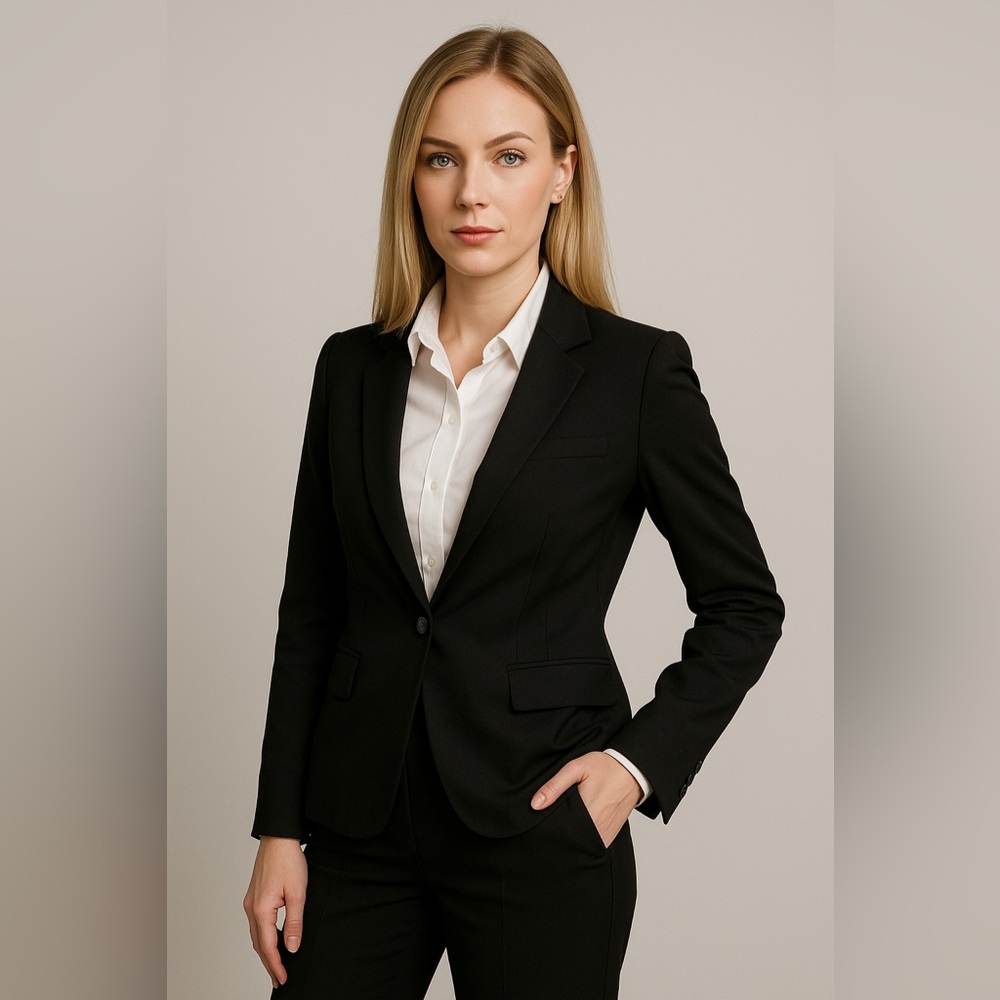 Pure by Alfred Sung Black One-Button Blazer Women’s Size Medium